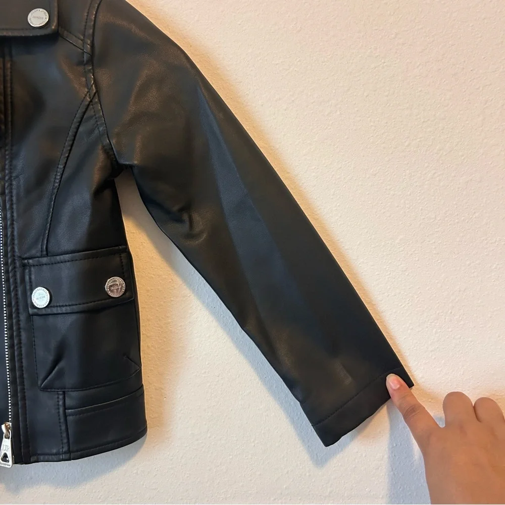 Urban Republic 5/6 Girls Black Faux Leather Kids Jacket